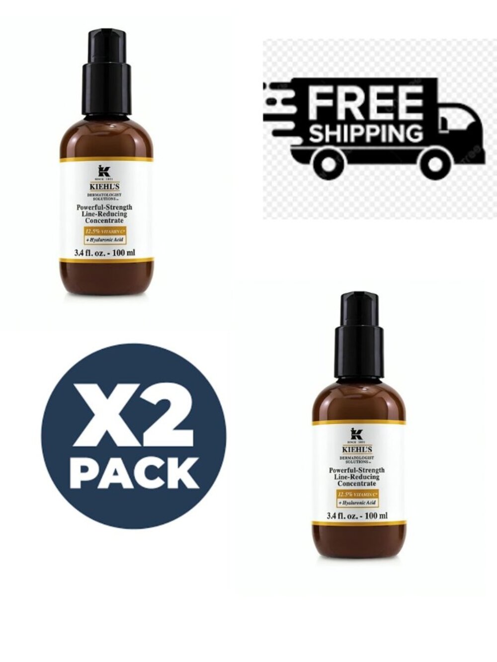 Kiehl’s Powerful Strength Line Reducing Concentrate 100ml NIB (pack of 2)